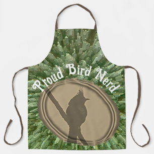 Proud Bird Nerd Silhouette Bruin Groene Vogelaar Schort