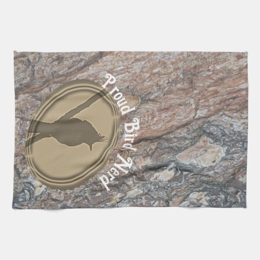 Proud Bird Nerd Silhouette Bruin Groene Vogelaar Theedoek (Horizontaal)