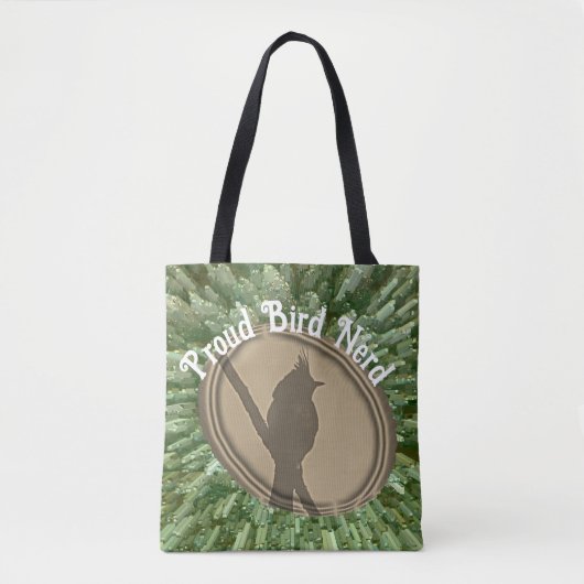 Proud Bird Nerd Silhouette Bruin Groene Vogelaar Tote Bag (Voorkant)