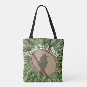 Proud Bird Nerd Silhouette Bruin Groene Vogelaar Tote Bag (Achterkant)