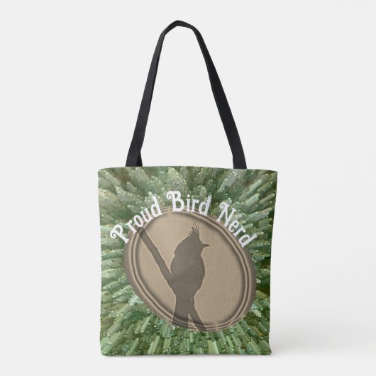 Proud Bird Nerd Silhouette Bruin Groene Vogelaar Tote Bag (Achterkant)
