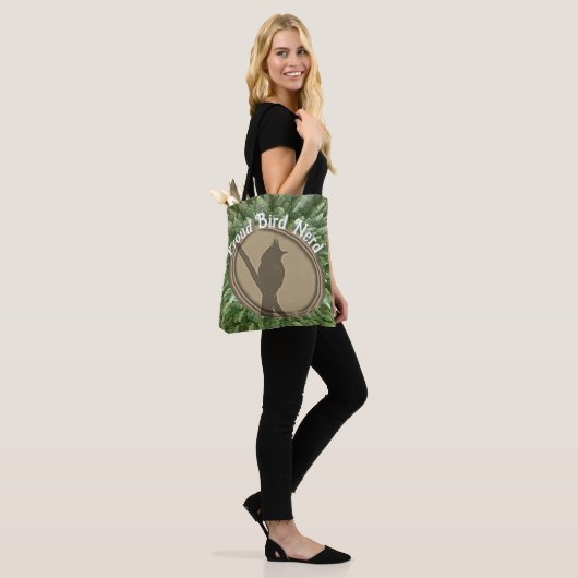 Proud Bird Nerd Silhouette Bruin Groene Vogelaar Tote Bag (Op model)