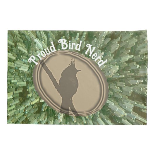 Proud Bird Nerd Silhouette Groen Bruin Vogelaar Kussensloop (Achterkant)