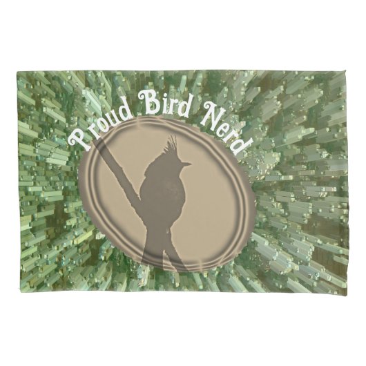 Proud Bird Nerd Silhouette Groen Bruin Vogelaar Kussensloop (Voorkant)