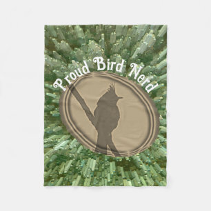 Proud Bird Nerd Silhouette Groen Bruin Vogels Fleece Deken