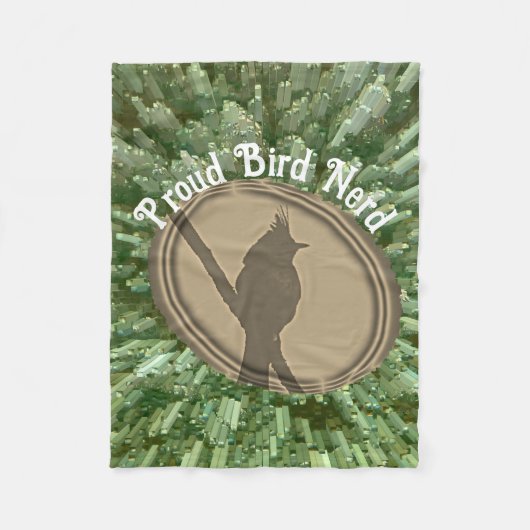 Proud Bird Nerd Silhouette Groen Bruin Vogels Fleece Deken (Voorkant)