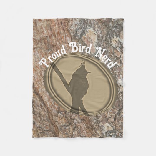 Proud Bird Nerd Silhouette Rustic Brown Vogels Fleece Deken (Voorkant)
