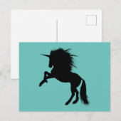 Proud Black Unicorn Silhouette Fantasy Animal, ZKA Briefkaart (Voorkant / Achterkant)