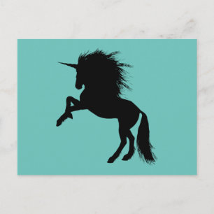 Proud Black Unicorn Silhouette Fantasy Animal, ZKA Briefkaart