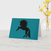 Proud Black Unicorn Silhouette Fantasy Animal, ZKA Kaart (Gele Bloem)
