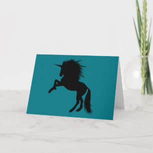 Proud Black Unicorn Silhouette Fantasy Animal, ZKA Kaart