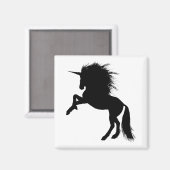 Proud Black Unicorn Silhouette Fantasy Animal, ZKA Magneet (Voorkant / Achterkant)