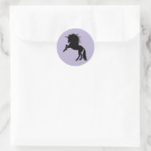 Proud Black Unicorn Silhouette Fantasy Animal, ZKA Ronde Sticker (Tas)