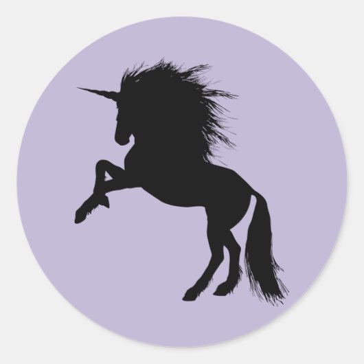 Proud Black Unicorn Silhouette Fantasy Animal, ZKA Ronde Sticker (Voorkant)