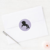 Proud Black Unicorn Silhouette Fantasy Animal, ZKA Ronde Sticker (Envelop)