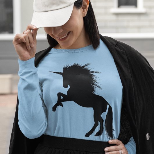 Proud Black Unicorn Silhouette Fantasy Animal, ZKA T-shirt