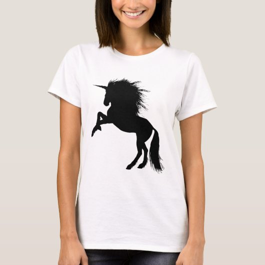 Proud Black Unicorn Silhouette Fantasy Animal, ZKA T-shirt (Voorkant)
