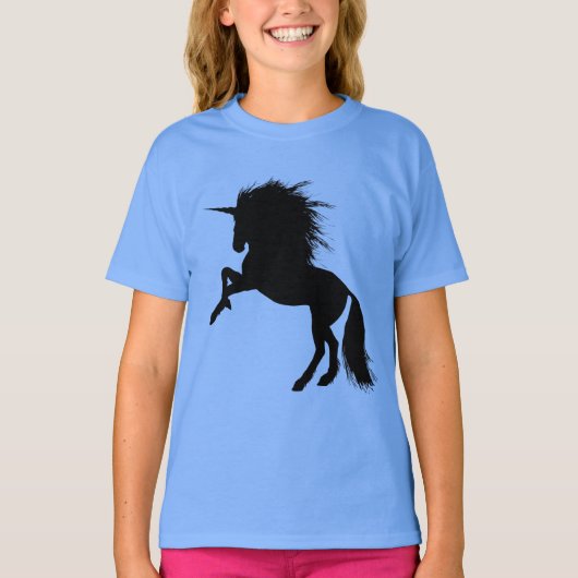 Proud Black Unicorn Silhouette Fantasy Animal, ZKA T-shirt (Voorkant)