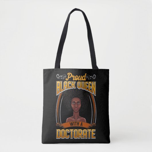 Proud Black Woman Doctorate Afstuderen Tote Bag (Voorkant)