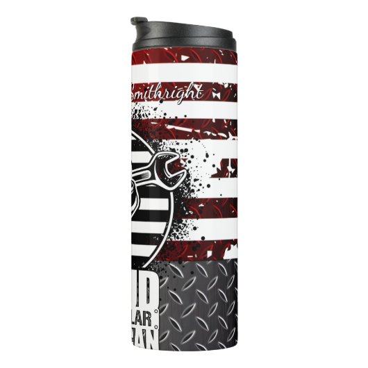 Proud Blue Collar Amerikaanse Patriot Thermosbeker (Geroteerd rechts)