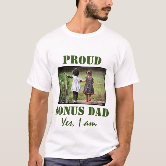 PROUD BONUS DAD |  foto WHITE T-Shirt (Voorkant)