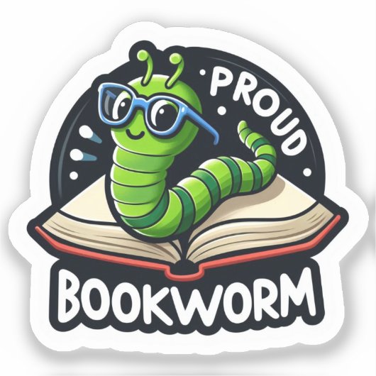 Proud Bookworm Schattigee Reading Sticker voor boe (Voorkant)
