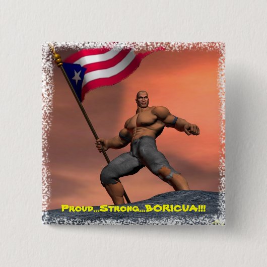 Proud Boricua!!! Vierkante Button 5,1 Cm (Voorkant)