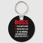 Proud Boss Always Right Office Quote For Managers Sleutelhanger (Voorkant)