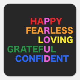 PROUD Bright Black Vierkante Sticker