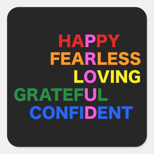 PROUD Bright Black Vierkante Sticker (Voorkant)