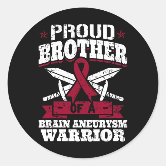 Proud broeder van een hersenaneurysm-warrior-aware ronde sticker (Voorkant)