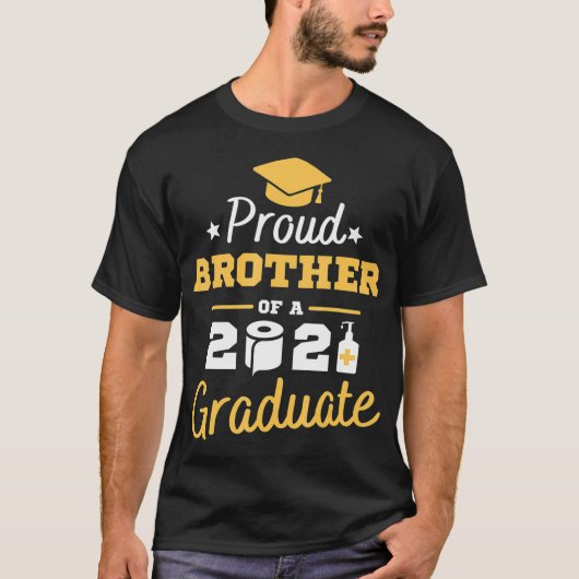 Proud Brother 2021 Mannen Kinder Him Afstuderen Fa T-shirt (Voorkant)