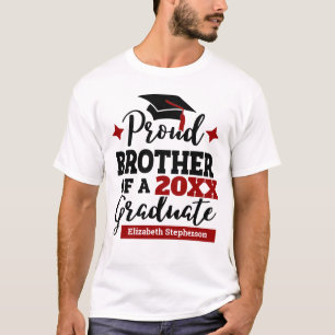 Proud Brother 2022 afstuderen zwarte rode pet naam T-shirt