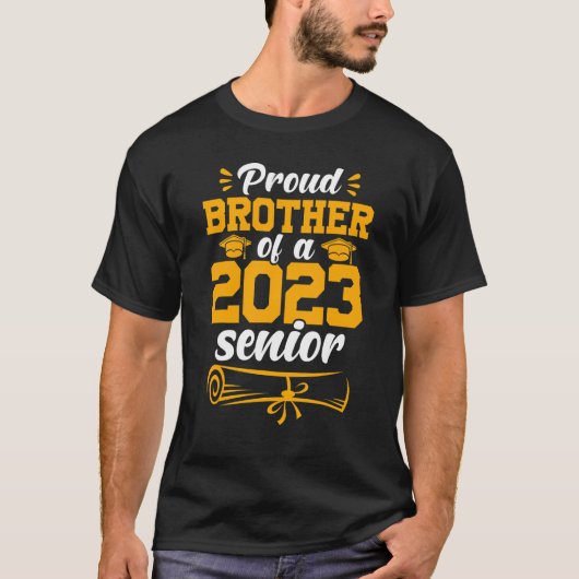 Proud Brother 2023 Senior Family Matching Graduati T-shirt (Voorkant)