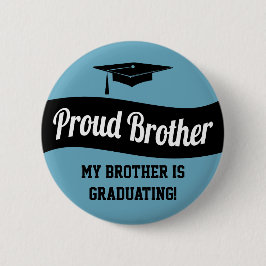 Proud Brother - Afstuderen Button Black Blue White
