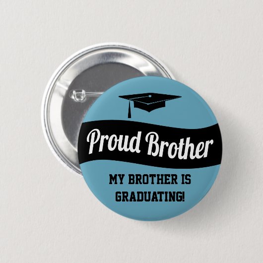 Proud Brother - Afstuderen Button Black Blue White (Voorkant /achterkant)