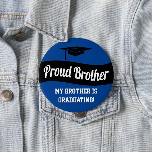 Proud Brother - Black White Blue Afstuderen Button (In situ)