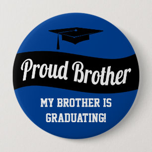 Proud Brother - Black White Blue Afstuderen Button