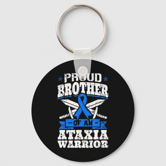 Proud Brother of an Ataxia Warrior Awareness Ribbo Sleutelhanger (Voorkant)