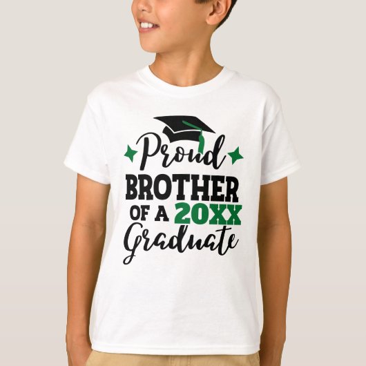 Proud Brother van 2022 afstuderen zwarte groene ta T-shirt (Voorkant)