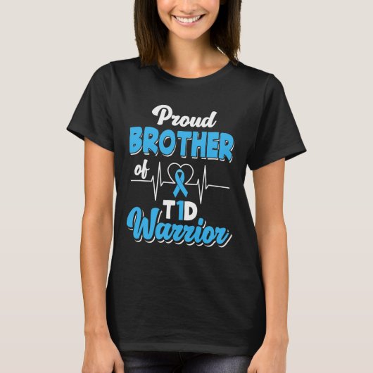 Proud Brother van een T1D-wasbetische diabetes A T-shirt (Voorkant)