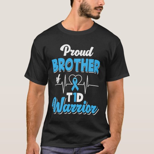 Proud Brother van een T1D-wasbetische diabetes A T-shirt (Voorkant)