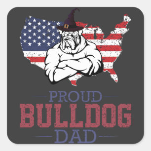 Proud Bulldog Dog Dad, Bulldog Vaderdag Gift Vierkante Sticker