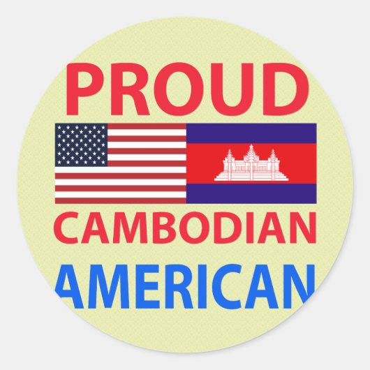 Proud Cambodian American Ronde Sticker (Voorkant)