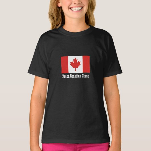 Proud Canadian Nurse/Maple Leaf Flag T-shirt (Voorkant)