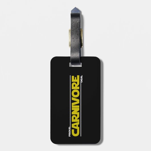 Proud Carnivore Deal. Bagagelabel (Achterkant verticaal)