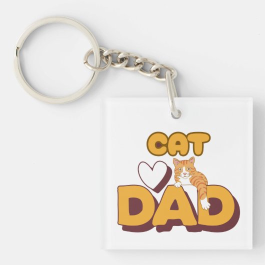 Proud Cat Dad Father's Day Double-Sided  Sleutelhanger (Voorkant)