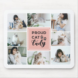 Proud Cat Lady Blush Pink Photo Collage Muismat