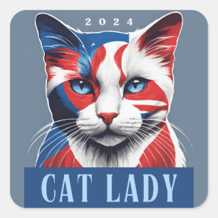 Proud Cat Lady Democraat 2024 Amerikaanse verkiezi Vierkante Sticker