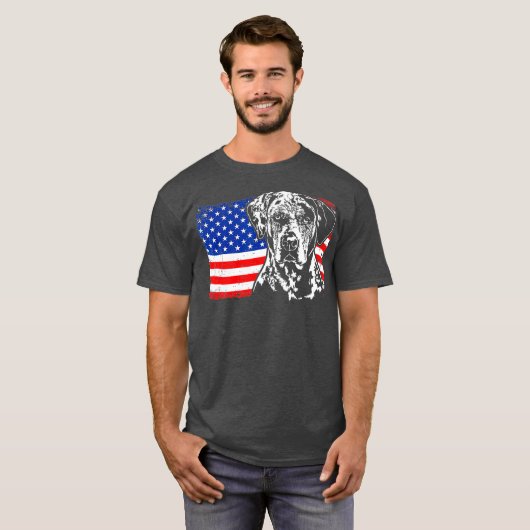 Proud Catahoula Leopard Dog American Flag dog T-shirt (Voorkant volledig)